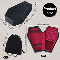 1Pc Coffin Shaped Velvet Jewelry Storage Boxes&nbsp;DARK-BBC0001-01