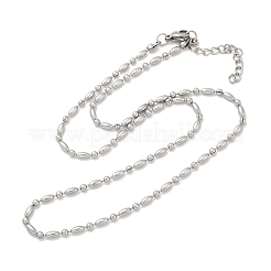 2.5mm 304ステンレススチール製ラウンドオーバルリンクチェーンネックレス  ステンレス鋼色  17.95インチ（45.6cm）&nbsp;NJEW-M110-01P