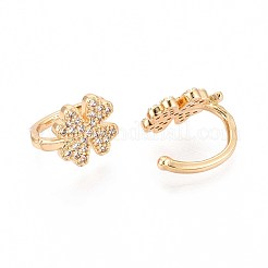 Brass Micro Pave Clear Cubic Zirconia Cuff Earrings&nbsp;EJEW-T047-73G