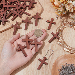 DIY Dyed Wood Cross Pendants Decoration Making Kits&nbsp;DIY-SP0006-46