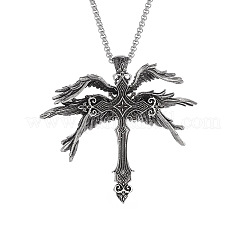 Tibetan Style Alloy Angel Wings Cross Pendant Necklaces&nbsp;FS-WG1EE03-01