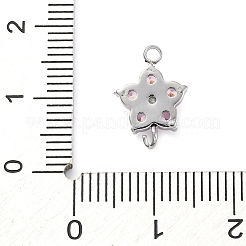 304 Stainless Steel Micro Pave Cubic Zirconia Flower Connector Charms&nbsp;LS-STAS-U042-01P-01
