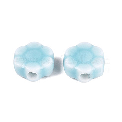 ヴィンテージの手作り磁器ビーズ  ファンシーアンティーク施釉磁器  花  空色  9~10x9~10x4.5~6mm  穴：1.8~2.2mm&nbsp;PORC-N013-25-19