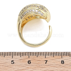 Rack Plating Brass Micro Pave Clear Cubic Zirconia Cuff Finger Rings for Women&nbsp;RJEW-M028-41G