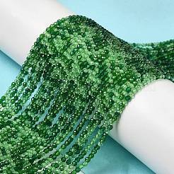 透明ガラスビーズ連売り  小さなビーズ  多面カット  ラウンド  グリーン  2mm  穴：0.6mm  約188個/連  14.09''（35.8センチメートル）&nbsp;X-GLAA-H027-01G