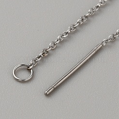304ステンレススチールスタッドピアス金具  ループ付きアメリカンチェーンピアス  ステンレス鋼色  118x1mm  穴：2.5mm  ピン：0.8mm&nbsp;FIND-WH0110-614E