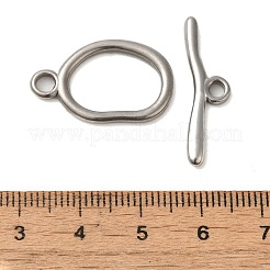 変色しない304ステンレススチールのトグル留め具  オーバル  ステンレス鋼色  オーバル：24.5x15.5x3mm  穴：3.5mm  バー：7.5x28x2mm  穴：3mm&nbsp;STAS-Q324-09P