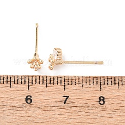 Brass Micro Pave Clear Cubic Zirconia Flower Stud Earrings&nbsp;EJEW-L278-07G