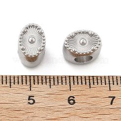 304ステンレススチールヨーロピアンビーズ  大きな穴ビーズ  ステンレス鋼色  オーバル  10x7x7.5mm  穴：4mm&nbsp;STAS-M112-03P-04