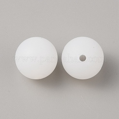 明るい丸い食品グレードのシリコーンビーズ  ホワイト  15x14.5mm  穴：2mm&nbsp;SIL-TAC0007-04A