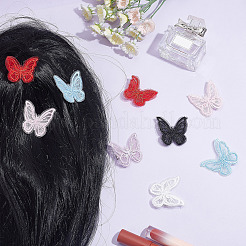 48個 6色 レース バタフライ ワニ口 ヘアクリップ  女性の女の子のためのヘアアクセサリー  鉄パーツ  ミックスカラー  37x44x9mm  8個/カラー&nbsp;PHAR-CP0001-15