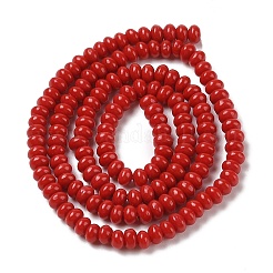 染色された合成サンゴビーズ連売り  ロンデル  ファイヤーブリック  4x3mm  穴：0.8mm  約146個/連  15.75''（40センチメートル）&nbsp;CORA-P010-05A