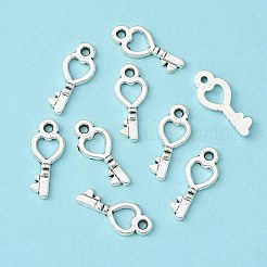 合金のチベット風チャーム  鉛フリー及びカドミウムフリー  スケルトンキー  アンティークシルバー  17x9x1mm  穴：1mm&nbsp;ECC071Y