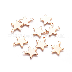 ステンレスペンダント201個  スター  空白タグのスタンプ  ローズゴールド  15x13x0.7mm  穴：1.4mm&nbsp;STAS-E484-17RG