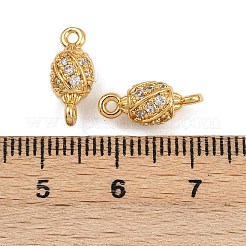 真鍮製マイクロパヴェクリアキュービックジルコニアコネクターチャーム  オーバルリンク  ニッケルフリー  18KGP本金メッキ  14x6mm  穴：1.2mm&nbsp;KK-F910-22G