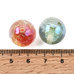 メッキ透明レジンビーズ  花の丸  グリッターパウダー付き  ミックスカラー  16~16.5mm  穴：2.5mm&nbsp;RE-CBA5A76-14