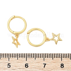 女性用スター925スターリングシルバーフープピアス  ゴールドカラー  18x7.5mm&nbsp;EJEW-G427-02G