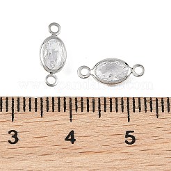 SHEGRACE Brass Pave Cubic Zirconia Oval Connector Charms&nbsp;XGRQ2O400-439A-P