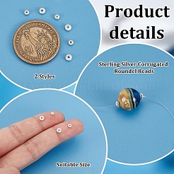 25 個 2 スタイル 925 スターリングシルバービーズ  ロンデル  銀  3~3.8x2mm  穴：1~1.2mm&nbsp;STER-PH0002-85