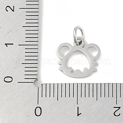 変色しない304ステンレススチールペンダント  十二支のチャーム  丸カン付き  マウス  10.5x11.5x0.9mm  穴：3.1mm&nbsp;STAS-L279-001P-09