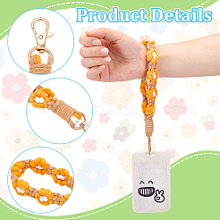 16Pcs 8 Styles Zinc Alloy Polyester Flower Keychains&nbsp;HJEW-TW0001-02