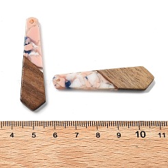 樹脂とクルミのペンダント  台形  マリンブルー  48.5x12x2.5mm  穴：2mm&nbsp;FIND-R051-06H
