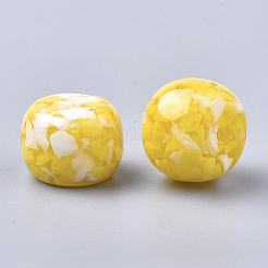 樹脂ビーズ  天然石風チップスタイル  ロンデル  きいろ  15x11mm  穴：2.5mm&nbsp;RESI-T024-20H