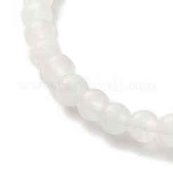 Natural White Jade Round Beads Stretch Bracelet Set&nbsp;BJEW-JB07000