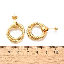 201 ステンレススチールイヤリング  304ステンレスピン付き  PVD真空メッキ  フラットラウンド  ゴールドカラー  22.5x22mm&nbsp;EJEW-Q026-02G-C