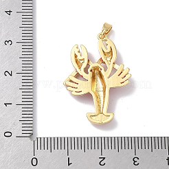 真鍮製エナメルペンダント  ロブスターチャーム  ゴールドカラー  19x21x4mm  穴：5x2.5mm&nbsp;LS-KK-Z124-01G-02
