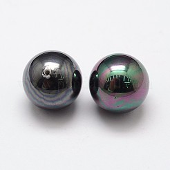 シェルパールビーズ  グレードA  ラウンド  片穴  ブラック  10mm  穴：1.2mm&nbsp;X-BSHE-L031-02-10mm