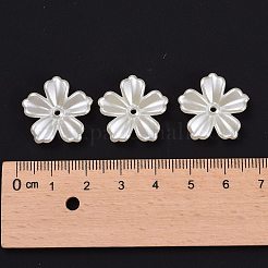 5 弁型ABSプラスチック製パール調花座ビーズキャップ  乳白色  20x20x4mm  穴：1.5mm&nbsp;X-OACR-R016-21