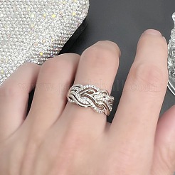 Brass Micro Pave Cubic Zirconia Finger Rings&nbsp;FS-WG45EDE-02