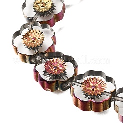 電気メッキ透明ガラスビーズ連売り  花  カラフル  14x14.5x5mm  穴：0.9mm  約29個/連  15.94''（40.5センチメートル）&nbsp;GL-CBA98F0-05F