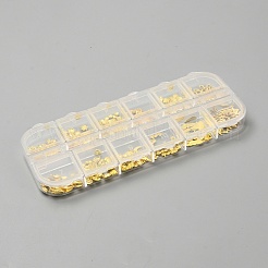 真鍮製カボション  女性のためのネイルアートの装飾アクセサリー  混合図形  ゴールドカラー  7x3x1mm  12個/箱&nbsp;MRMJ-WH0069-16G