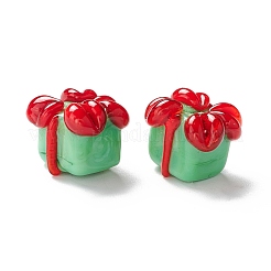 手作りランプワークビーズ  ギフト用の箱  クリスマスのために  ミディアムアクアマリン  10~13x11~13x11~13mm  穴：2~3mm&nbsp;LAMP-I025-04B