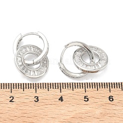 Brass Micro Pave Clear Cubic Zirconia Hoop Earrings&nbsp;EJEW-C181-09P