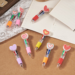 15Pcs 5 Colors Plastic Heart-Shaped Multi-Color Ballpoint Pen&nbsp;AJEW-TA0005-79