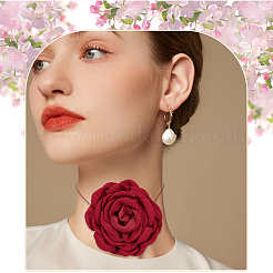 4Pcs 4 Colors Polyester 3D Flower Wrap Choker Necklaces for Women&nbsp;NJEW-SP0001-13
