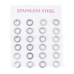 変色しにくい304ステンレススチール製イヤリング  フラットラウンド  ステンレス鋼色  8x1mm  ピン：0.8mm&nbsp;X-EJEW-E225-02P