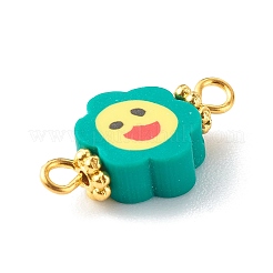 Handmade Polymer Clay Flower Smiling Face Link&nbsp;PALLOY-JF00787