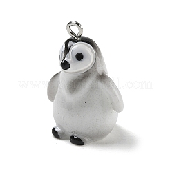 不透明樹脂ペンダント  ペンギンチャーム  プラチナアイアイピン  ブラック  27.5x21.5x16mm  穴：2mm&nbsp;RE-CBAFA24-01A
