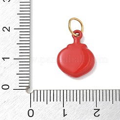 304ステンレススチールエナメルペンダント  イチゴと黒猫のチャーム  丸カン付き  ゴールドカラー  16x12x3mm  穴：4.5mm&nbsp;SA-CBA5B21-03G