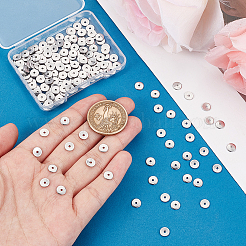 304ステンレススチールスペーサービーズ200個  フラットラウンド/ディスク  ステンレス鋼色  6x0.7mm  穴：1mm&nbsp;STAS-UN0059-51