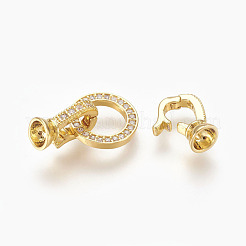 Brass Micro Pave Cubic Zirconia Fold Over Clasps&nbsp;KK-P164-14G