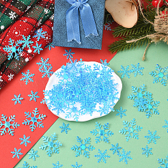 6袋3種類のプラスチック紙吹雪  スノーフレーク  クリスマスパーティーのお祝いに  ディープスカイブルー  15~32x0.2mm  2バッグ/スタイル&nbsp;DIY-SC0031-49B