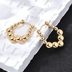 女性用304ステンレスフープピアス  イオンプレーティング（ip）  五角形  18KGP本金メッキ  23.5x21x3.5mm&nbsp;EJEW-L296-073G