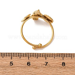 304ステンレススチールカフリング  貝殻の形とサトウダイ  エナメル  ゴールドカラー  1~15.5mm&nbsp;RJEW-D329-01A-G