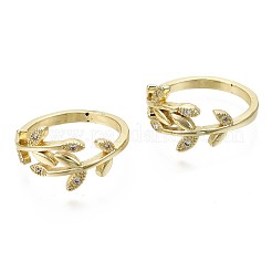 Brass Micro Pave Clear Cubic Zirconia Cuff Rings&nbsp;RJEW-S044-122-NF