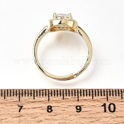Brass Micro Pave Clear Cubic Zirconia Cuff Open Rings&nbsp;CU-CBA5C10-12G